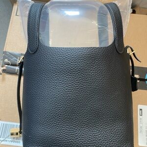 Classic Black Textured Leather Tote